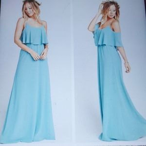 NWT SMYM Silver Sage Caitlin Ruffle Maxi Dress